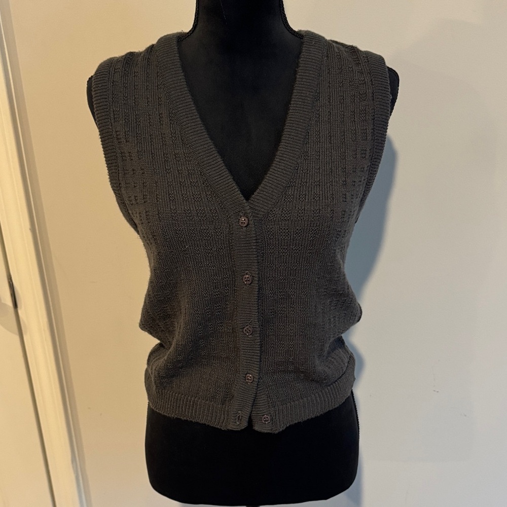 Elegant Charcoal V-Neck Sweater Vest